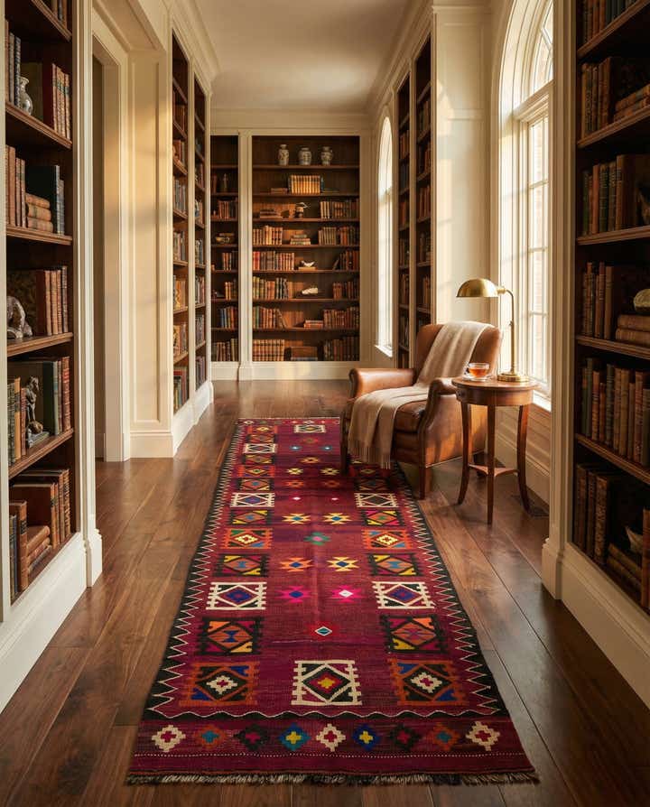 3' 3 x 11' 10 Hand Woven Kilim Afghan Wool Runner Rug