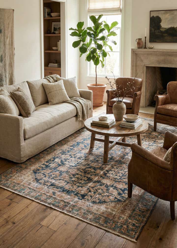 4' 10 x 8' 10 Hand Knotted Ultra Vintage Persian Wool Rug