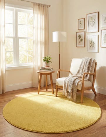6' x 6' Solid Frieze Round Rug