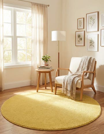 6' x 6' Solid Frieze Round Rug