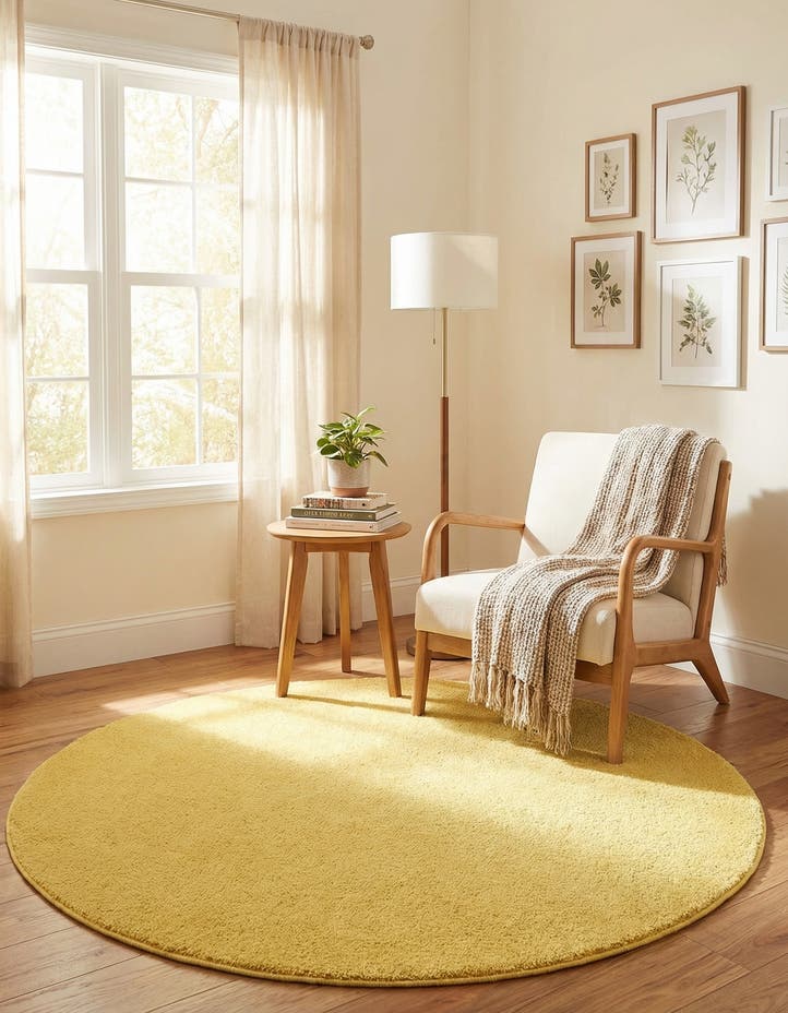 6' x 6' Solid Frieze Round Rug