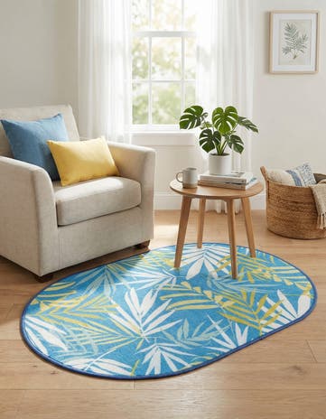 2' x 3' 1 Easy-Clean Jill Zarin Caribbean Indoor / Outdoor Oval Rug