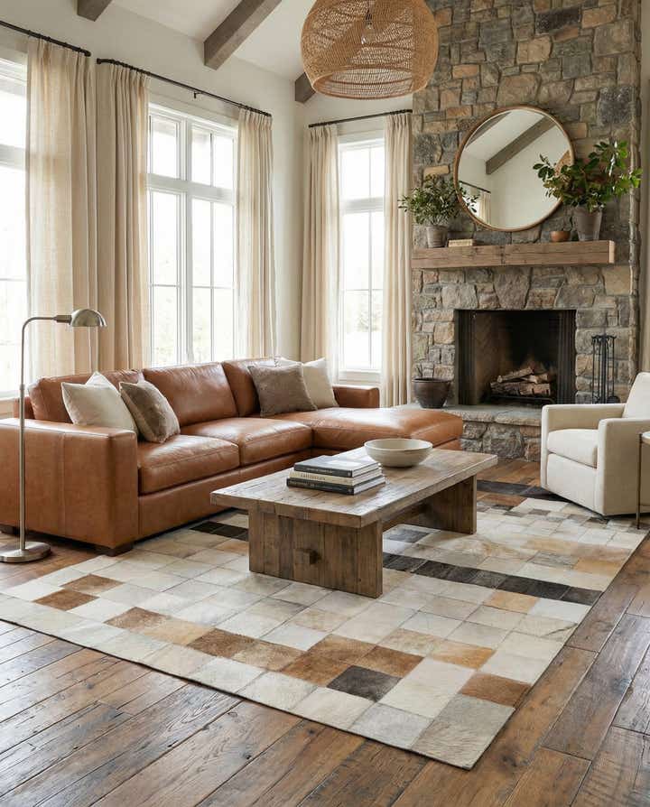 5' 1 x 8' Cowhide - Patchwork Rug
