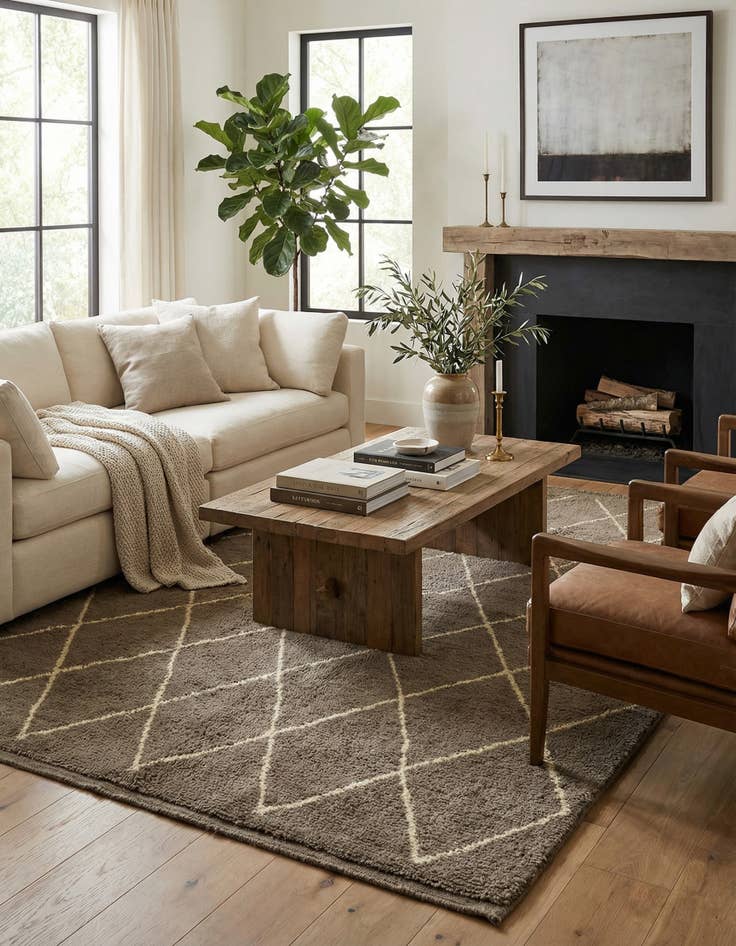 Detail image of  6' 10 x 9' 2  Hand Knotted Moroccan Wool Rug