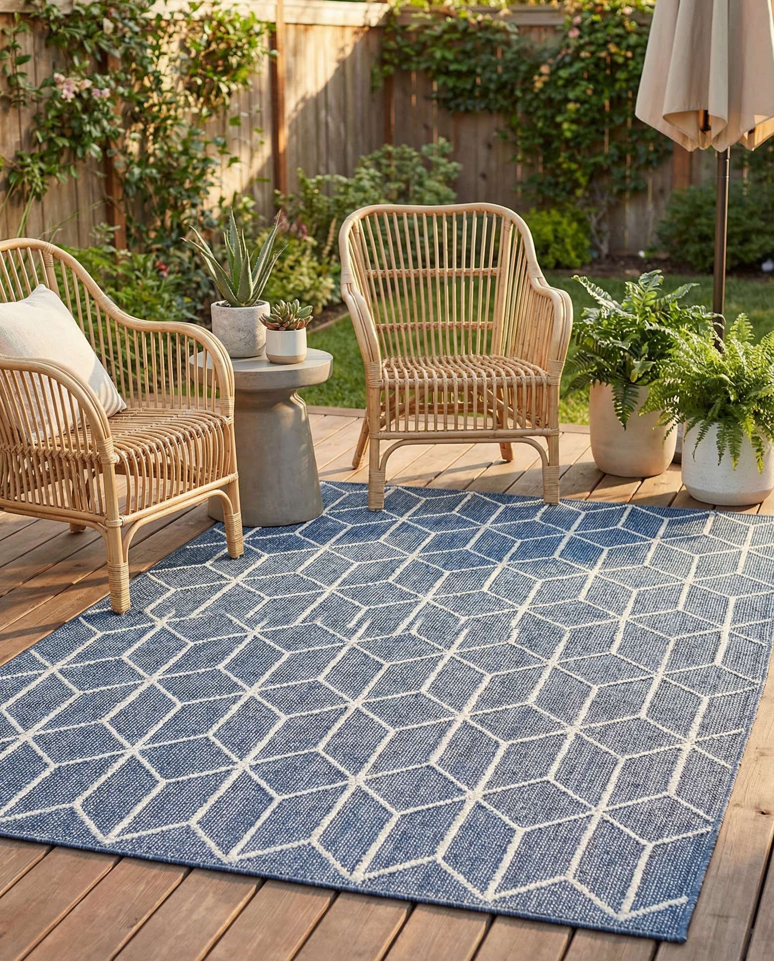 5' 3 x 8' Easy-Clean Trellis Indoor / Outdoor Rug