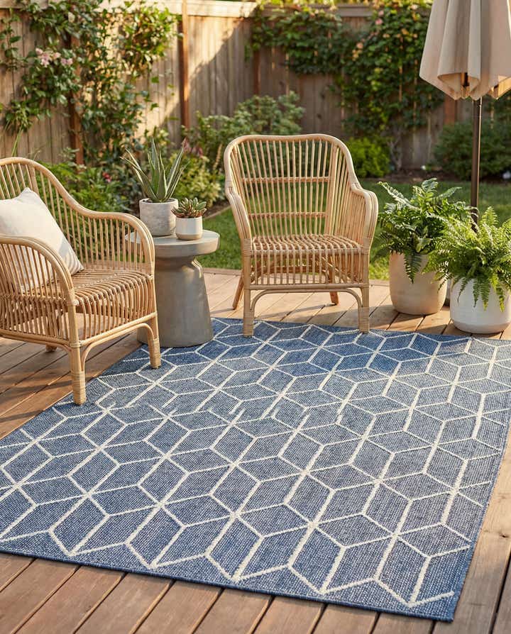 5' 3 x 8' Easy-Clean Lattice Indoor / Outdoor Rug