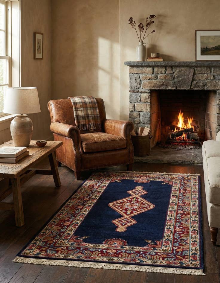 Detail image of 2' 10 x 5'  Hand Knotted Hamedan Wool Rug