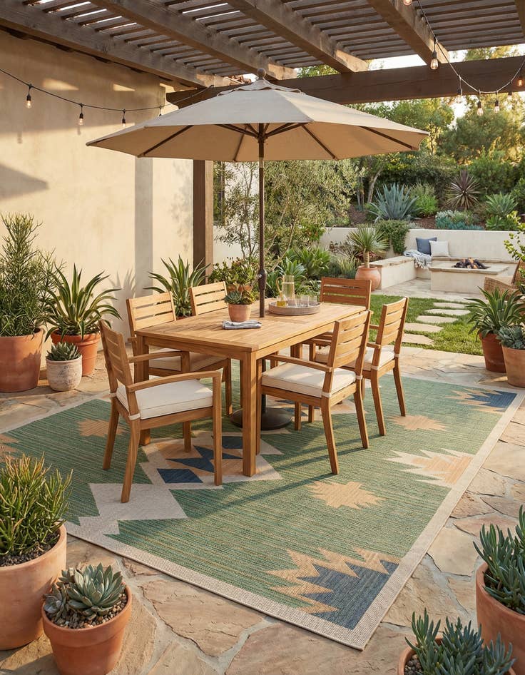 Detail image of 12' x 12'  Washable Baja Indoor / Outdoor Square Rug