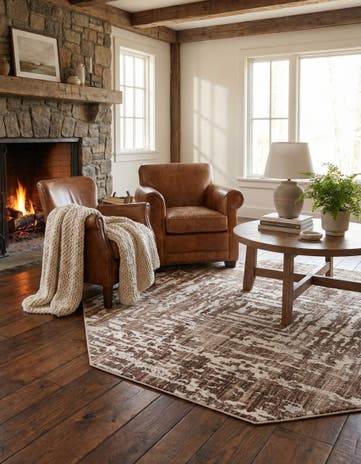 Chocolate Brown Hermitage Octagon Rug
