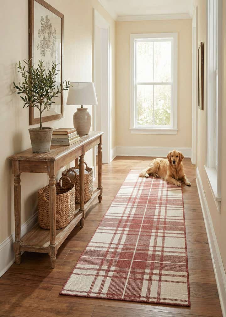 2' 7 x 12' Easy-Clean Checkered Indoor / Outdoor Runner Rug