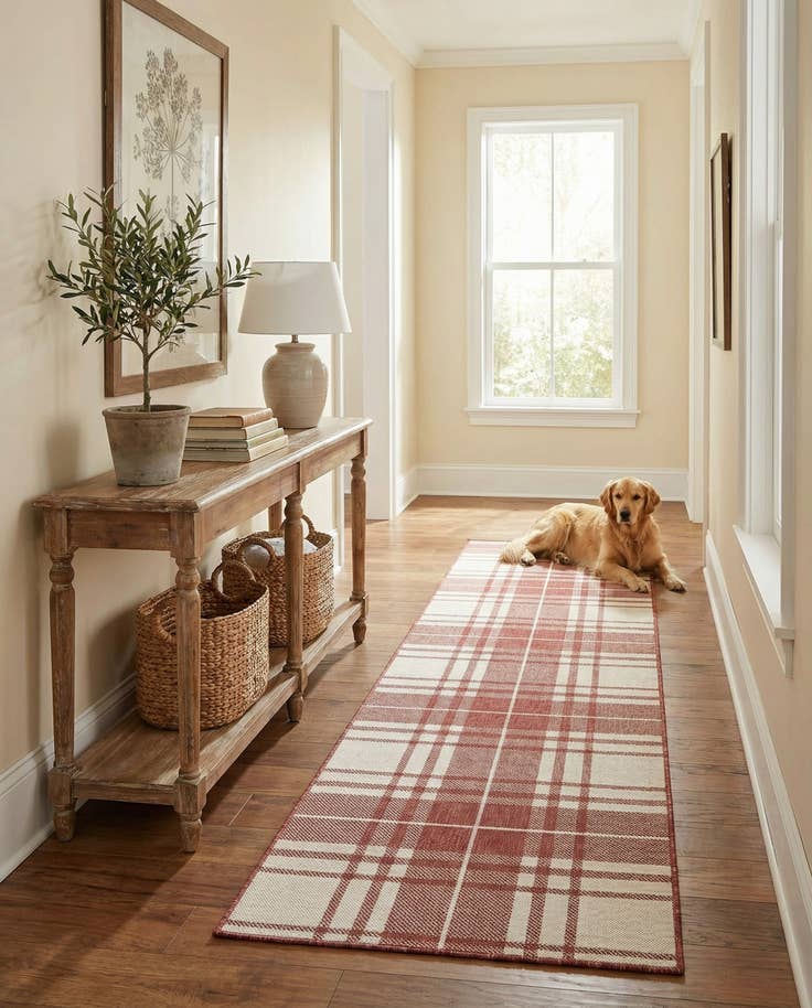 Detail image of 2' 7 x 12' Easy-Clean Checkered Indoor / Outdoor Runner Rug