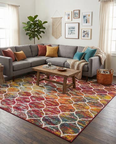  10' x 10' Lattice Frieze Square Rug