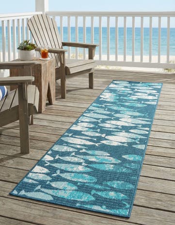 2' x 8' Easy-Clean Coastal Indoor / Outdoor Runner Rug