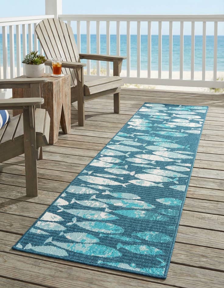 Detail image of 2' x 8' Easy-Clean Coastal Indoor / Outdoor Runner Rug