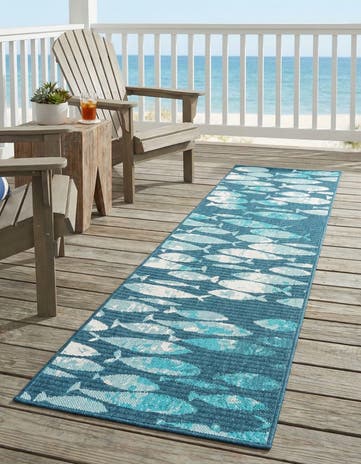 2' x 8' Easy-Clean Coastal Indoor / Outdoor Runner Rug