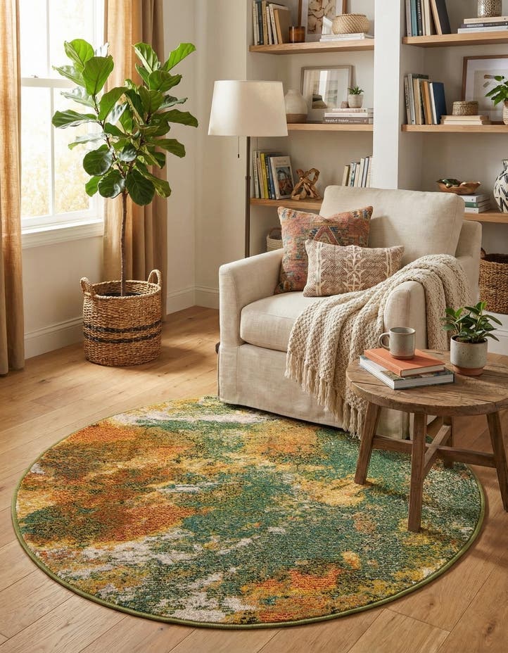 3' 3 x 3' 3 Washable Haerfest Round Rug