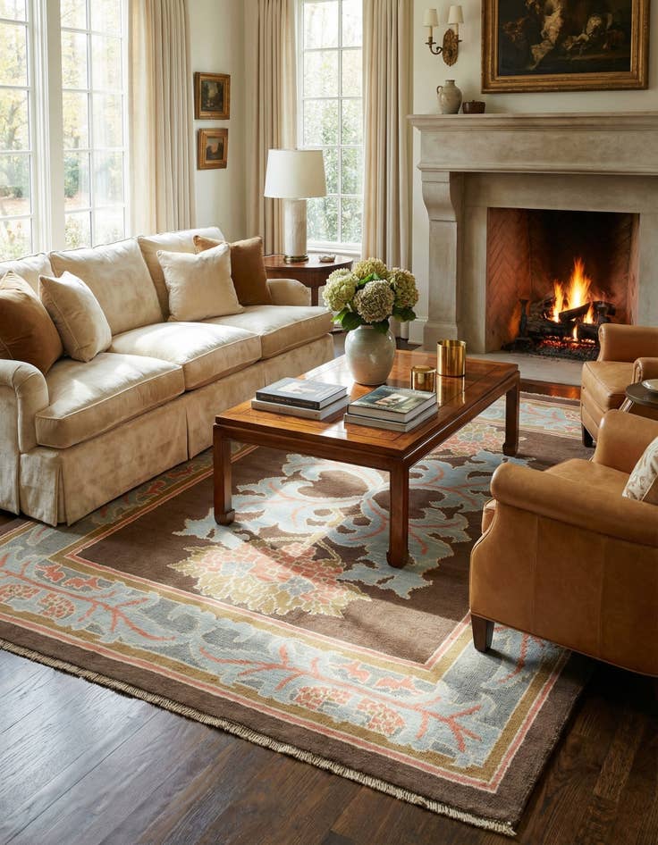 Detail image of 6' 4 x 8' 6  Hand Knotted Oushak Wool Rug