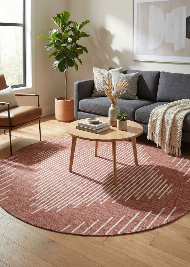 7' 10 x 7' 10 Easy-Clean Modern Indoor / Outdoor Round Rug