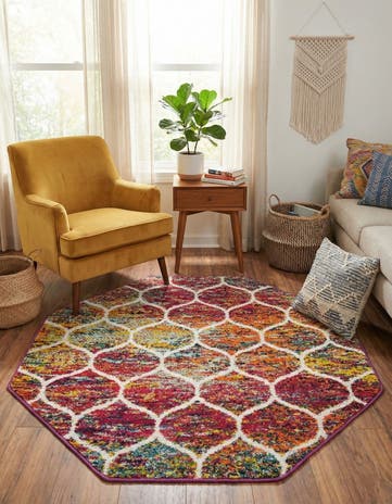 4' x 4' Lattice Frieze Octagon Rug
