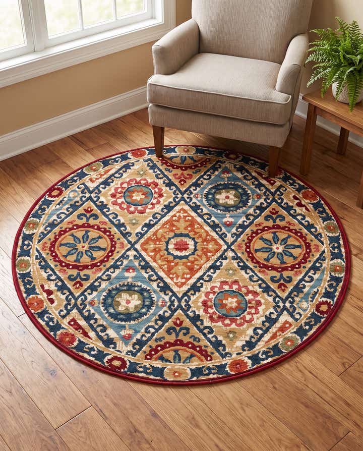 4' x 4' Easy-Clean Modern Indoor / Outdoor Round Rug