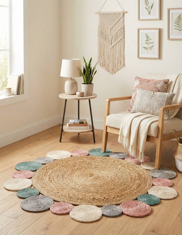 Detail image of  4' 1 x 4' 1  Hand Braided Jute Round Rug