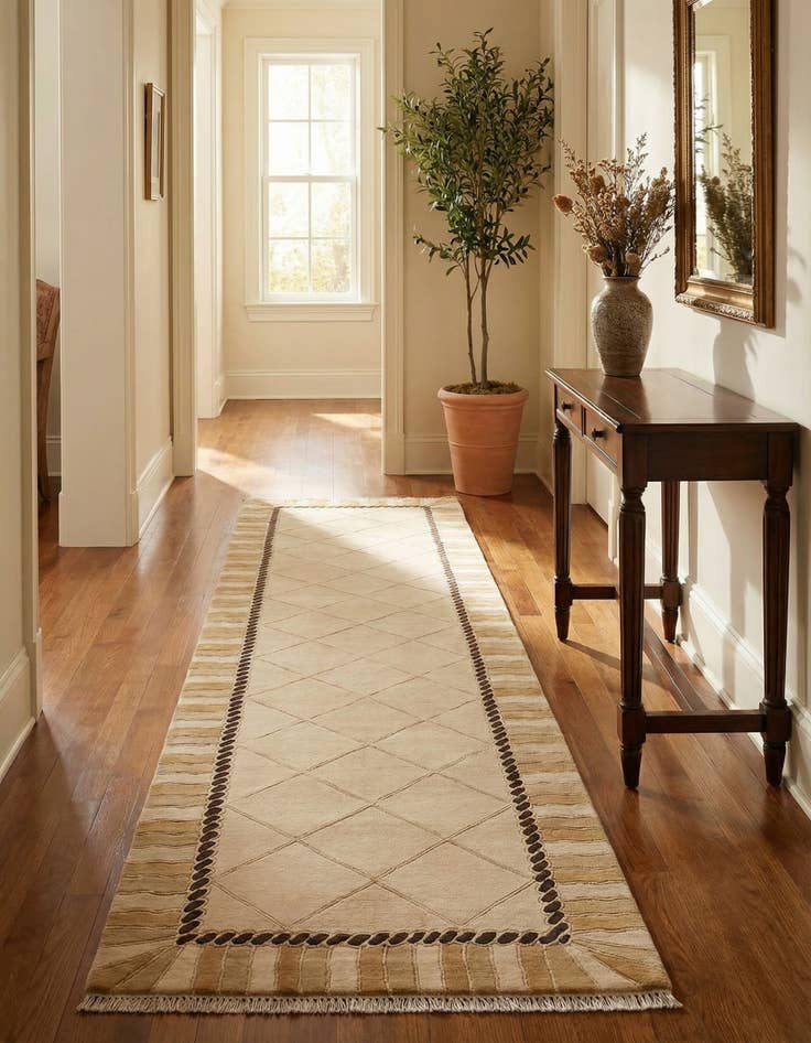 Detail image of 3' 5 x 16' 1  Hand Knotted Darya Wool Runner Rug