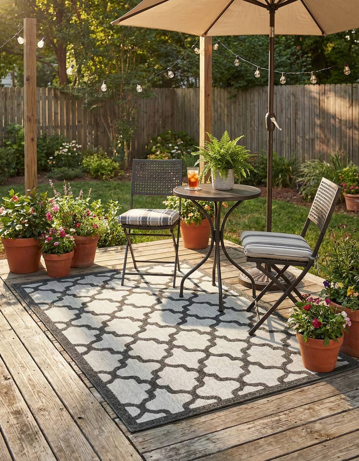 Detail image of 4' x 6'  Washable Trellis Indoor / Outdoor Rug