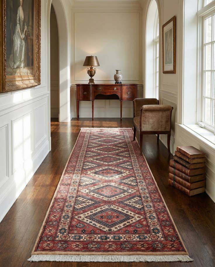 Detail image of 3' 2 x 9' 10 Hand Knotted Shirvan Wool Runner Rug
