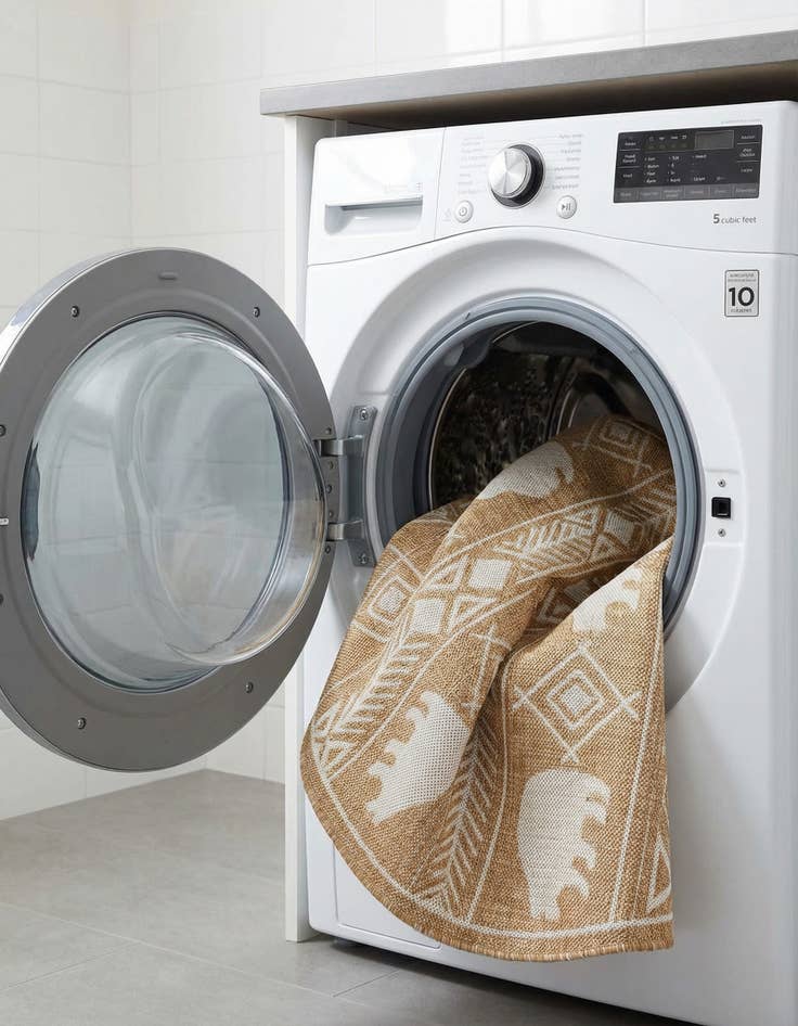 Detail image of 5' 3 x 5' 3  Washable Southwestern Indoor / Outdoor Round Rug