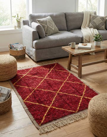 4' x 6' 4 Hand Knotted Moroccan Wool Rug