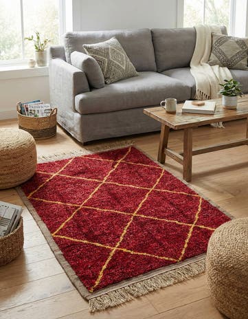 4' x 6' 4 Hand Knotted Moroccan Wool Rug