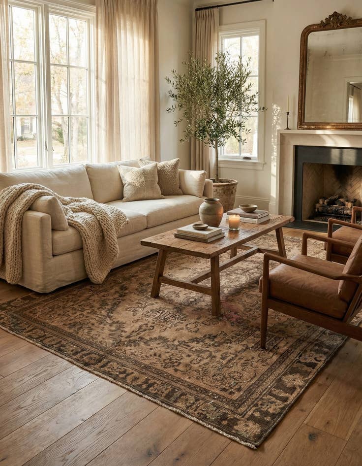 Detail image of 6' 6 x 9' 5  Hand Knotted Ultra Vintage Persian Wool Rug