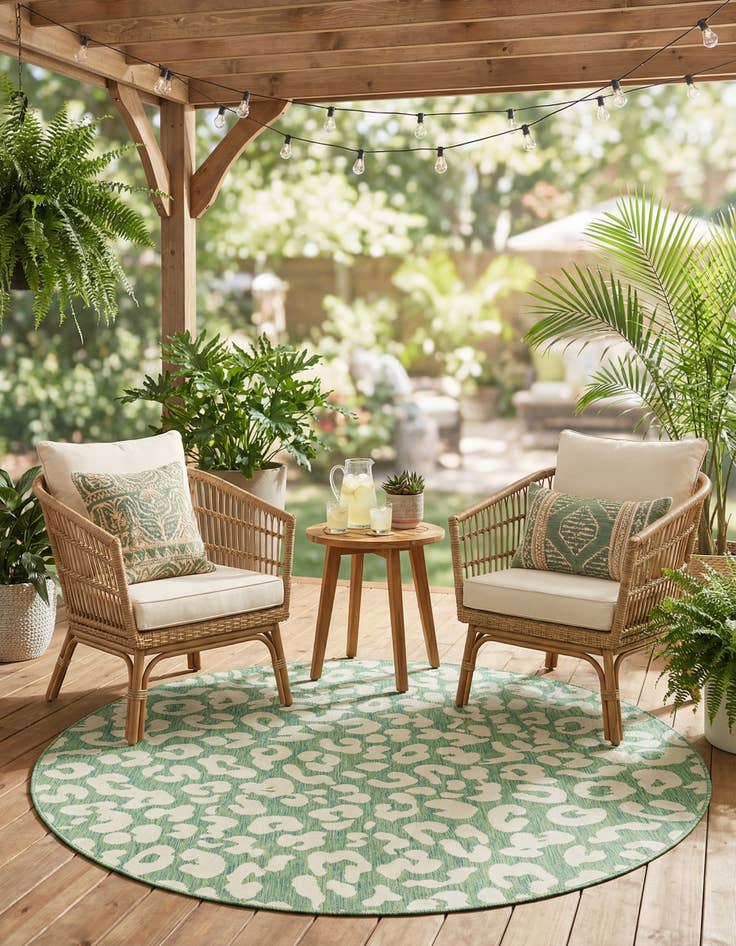 Detail image of 6' x 6'  Washable Safari Indoor / Outdoor Round Rug