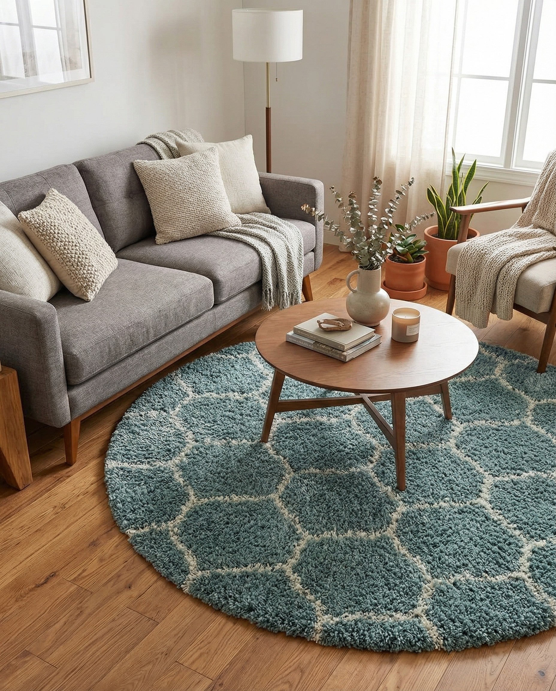  5' 3 x 5' 3 Lattice Shag Round Rug