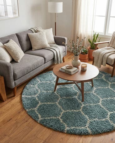  5' 3 x 5' 3 Lattice Shag Round Rug