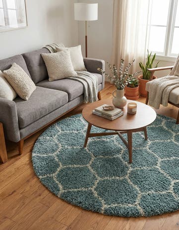 5' 3 x 5' 3 Lattice Shag Round Rug