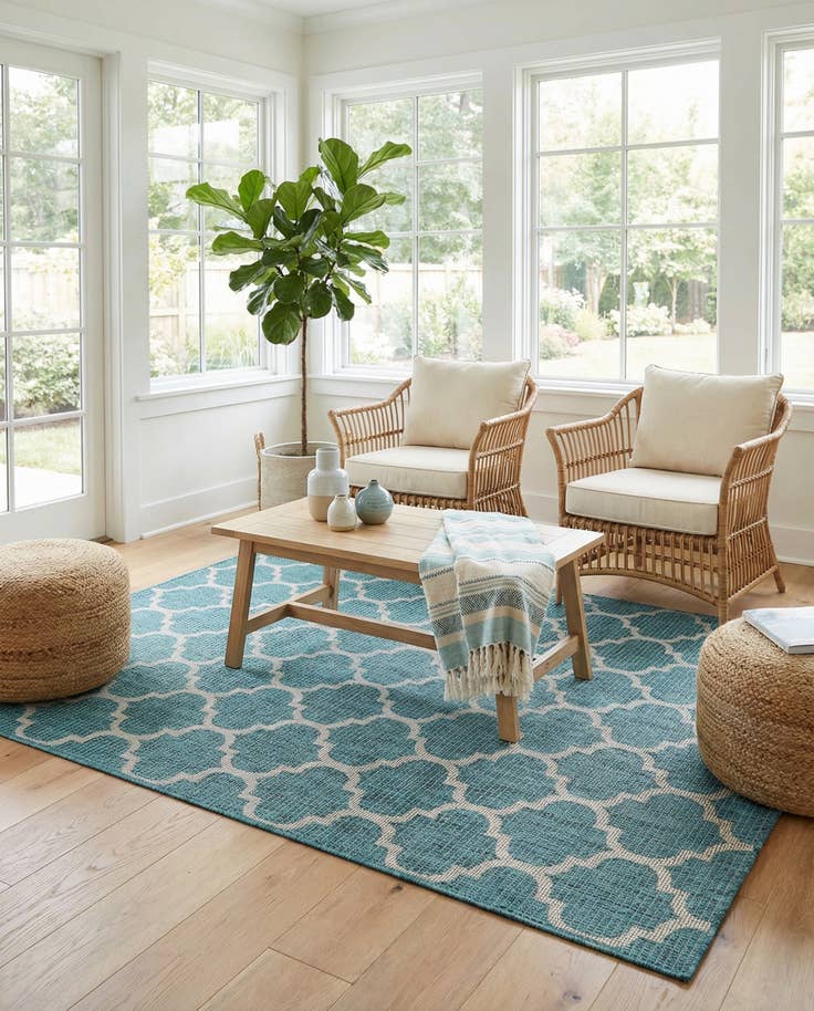 Detail image of 6' x 9' Easy-Clean Trellis Indoor / Outdoor Rug