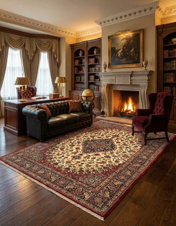 6' 8 x 9' 6 Hand Knotted Qom Persian Rug