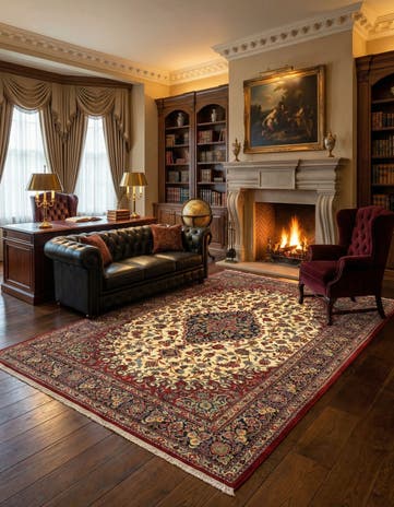 6' 8 x 9' 6 Hand Knotted Qom Persian Rug
