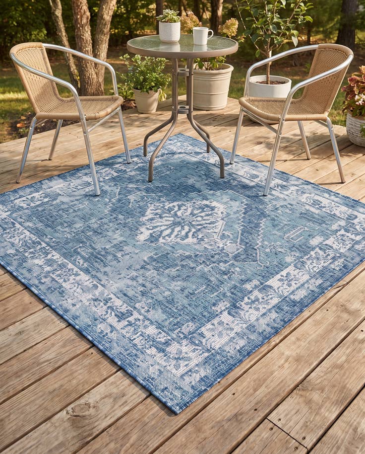 Vue détaillée : 160cm x 160cm Facile à nettoyer Traditional Tapis Intérieur / Extérieur Carré
