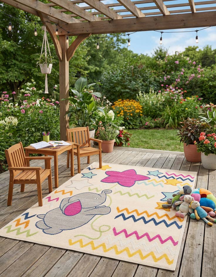 Detail image of  5' 3 x 7' 7  Washable  Indoor / Outdoor Rug