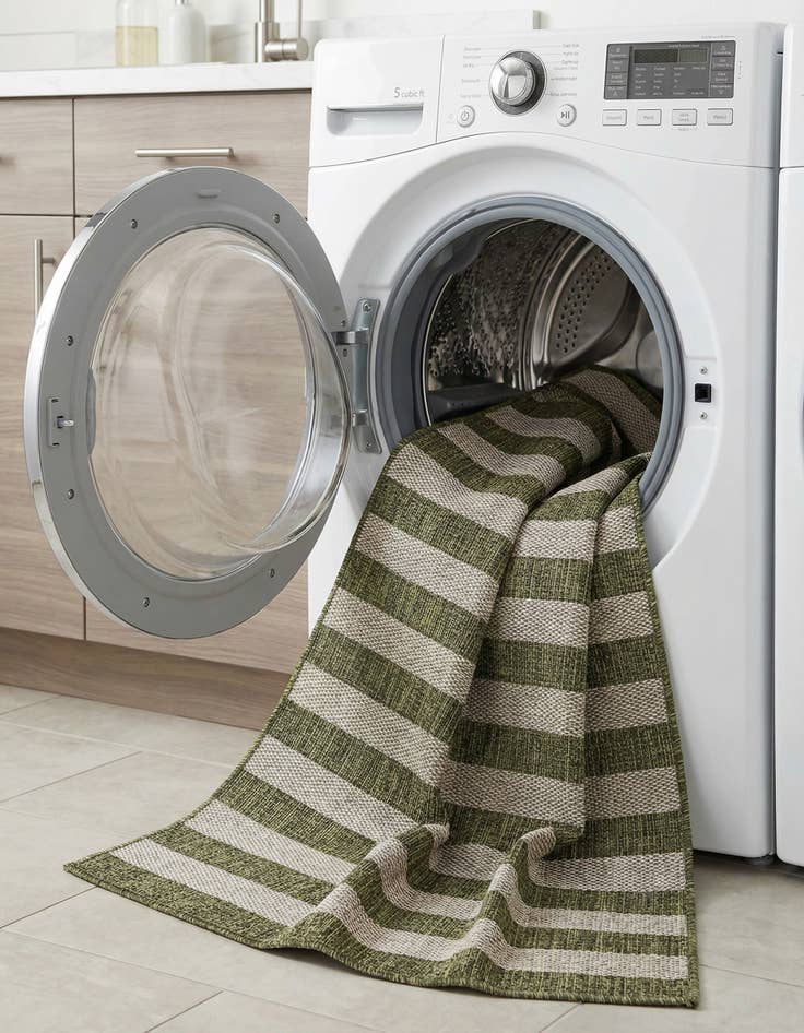 Detail image of 2' 7 x 10'  Washable Striped Indoor / Outdoor Runner Rug