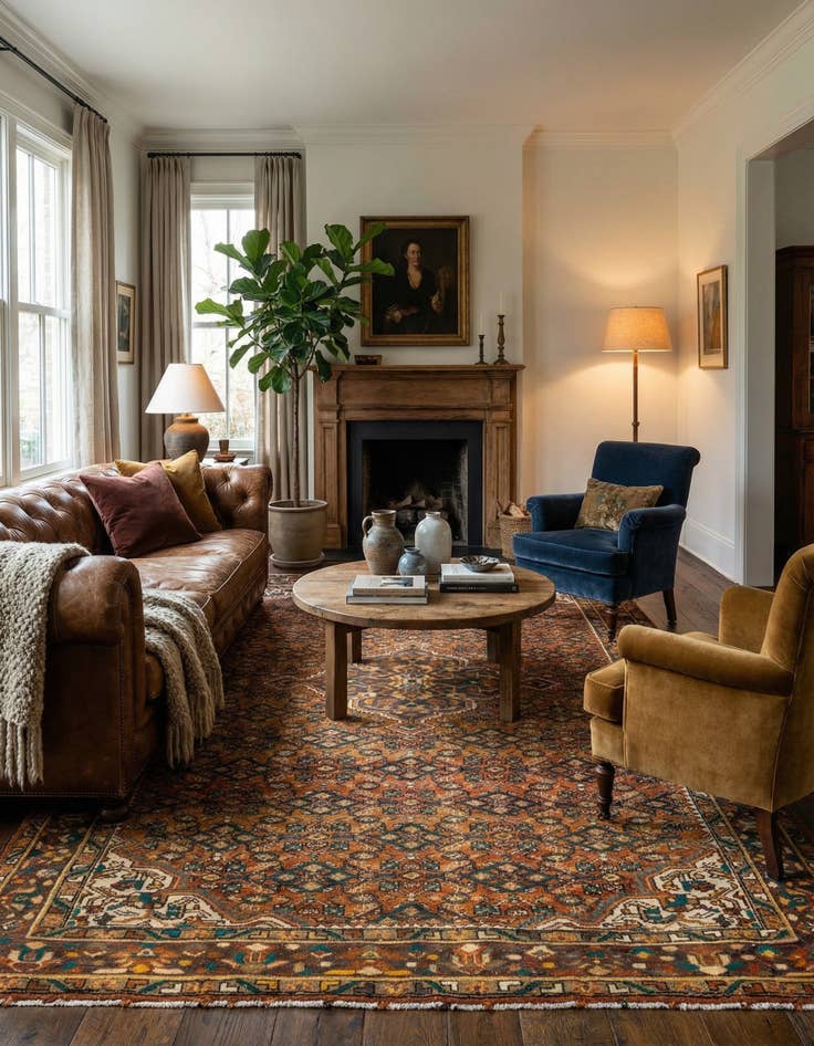 Detail image of  5' 6 x 9' 5 Hamedan Wool Rug