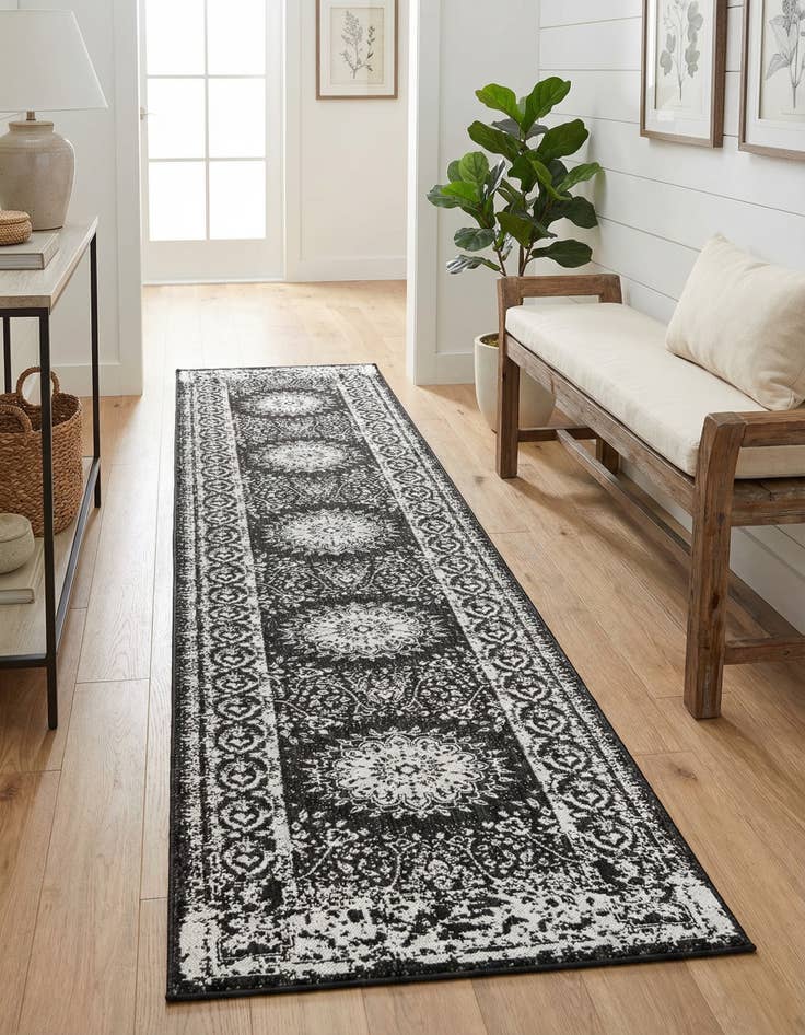 Detail image of  2' 7 x 12'  Washable Traditional Indoor / Outdoor Runner Rug