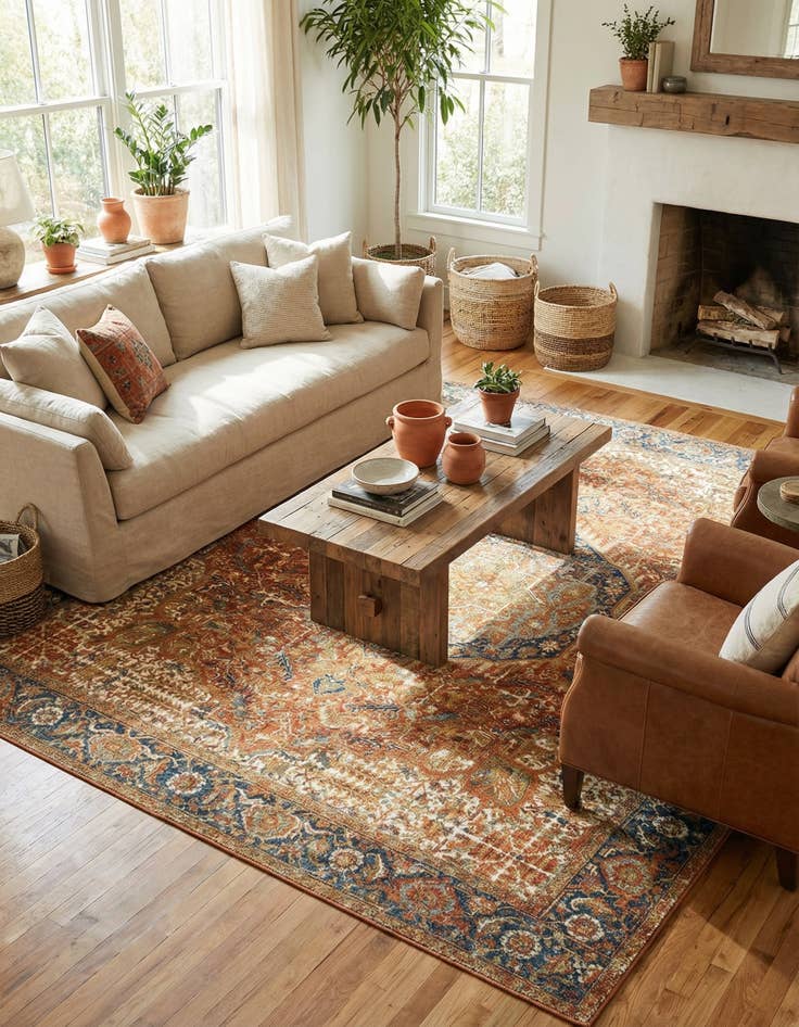 Detail image of  10' x 12'  Washable Traditional Indoor / Outdoor Rug