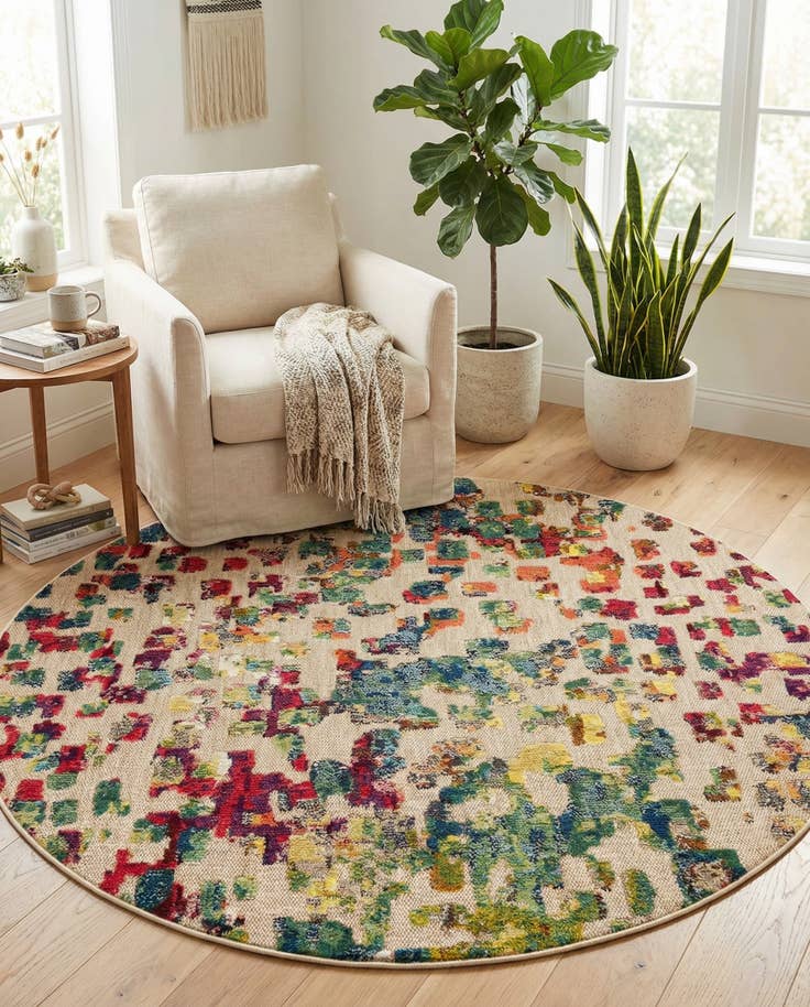 Detail image of 6' x 6' Easy-Clean Casablanca Indoor / Outdoor Round Rug