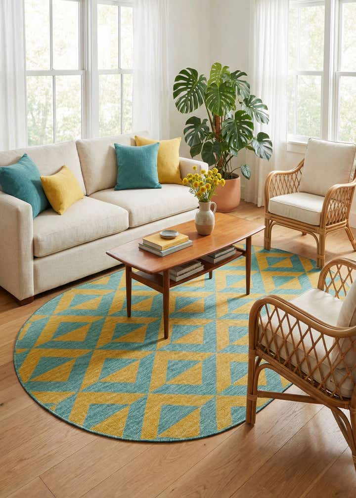5' 3 x 8' Easy-Clean Jill Zarin Napa Indoor / Outdoor Oval Rug