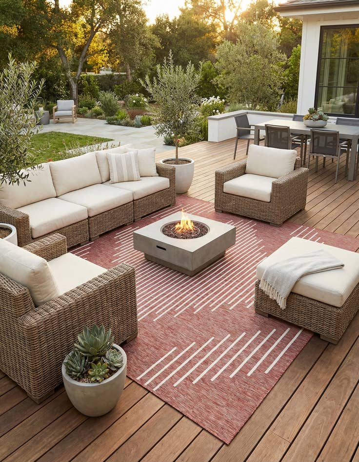 Detail image of 10' 8 x 10' 8 Easy-Clean Modern Indoor / Outdoor Square Rug