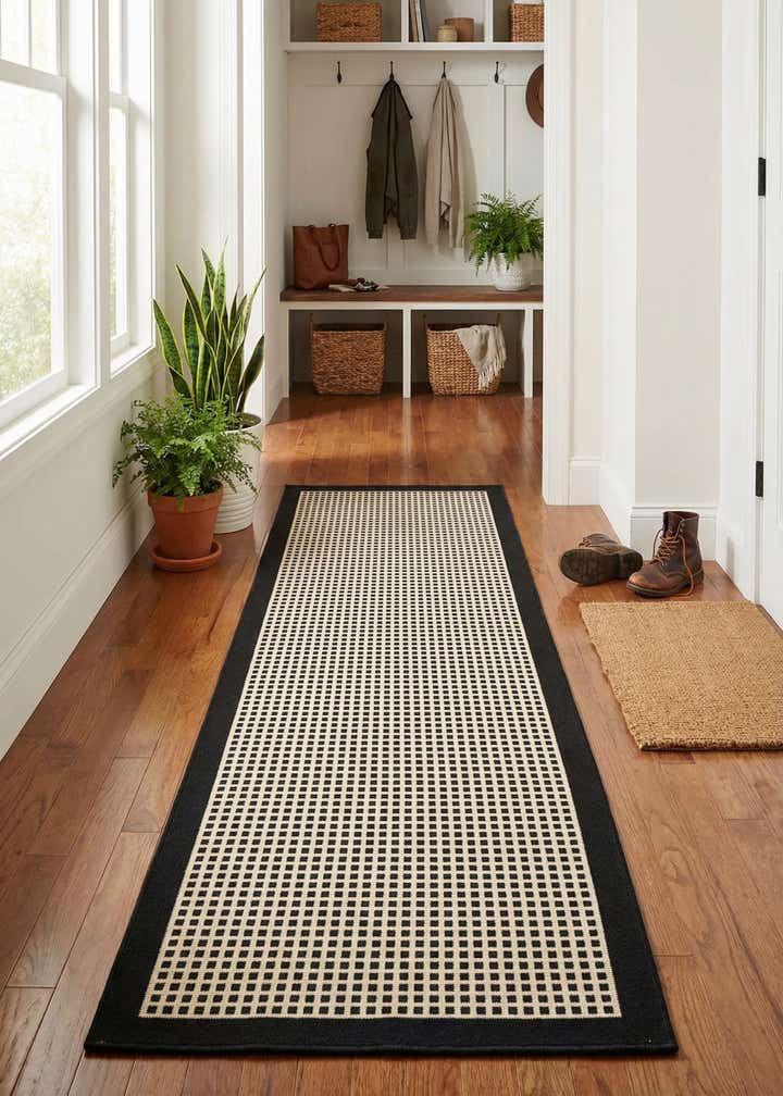 2' x 6' Easy-Clean Border Indoor / Outdoor Runner Rug
