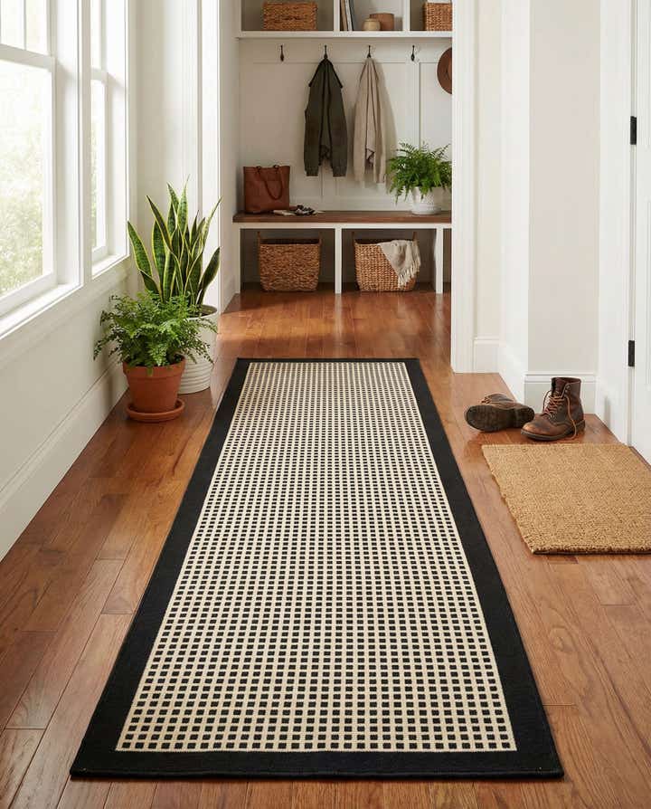 2' x 6' Easy-Clean Border Indoor / Outdoor Runner Rug